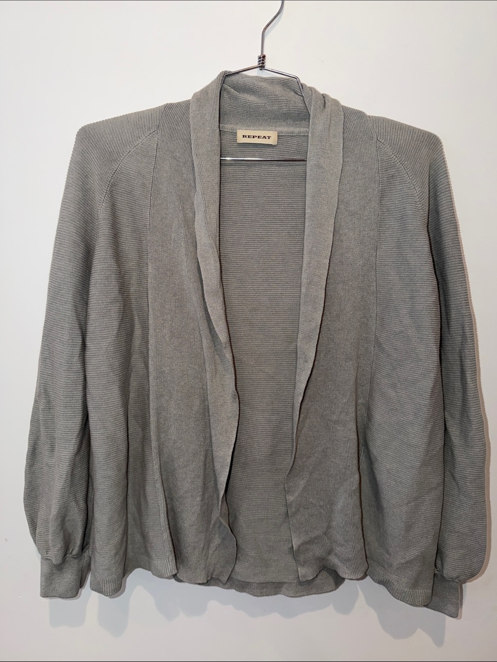 Repeat Gray Ribbed Open Front Cardigan Womens Size 38 Small
